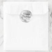 Sticker Rond Silver Happy Holidays Nom de famille (Sac)