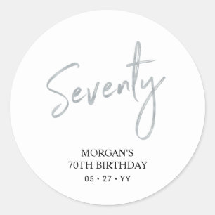 Sticker Rond Silver Lettering Soixante-dix-70e fête d'anniversa