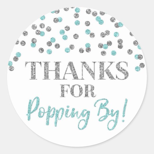 Sticker Rond Silver Light Blue Confetti Merci pour Popup By (Devant)
