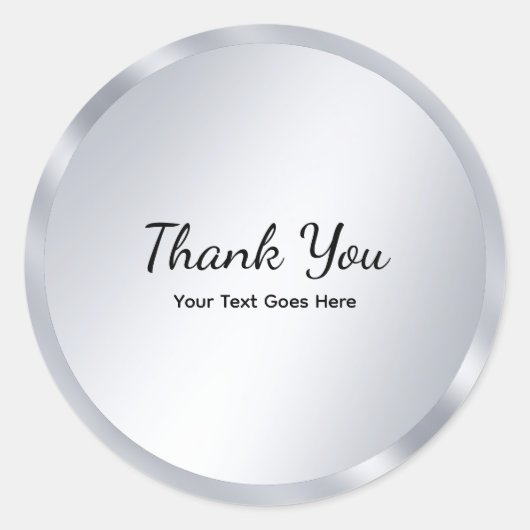 Sticker Rond Silver Look Blank Template Elegant Thank You (Devant)