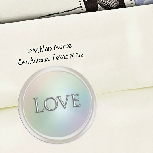 Sticker Rond Silver Love Envelope Seal