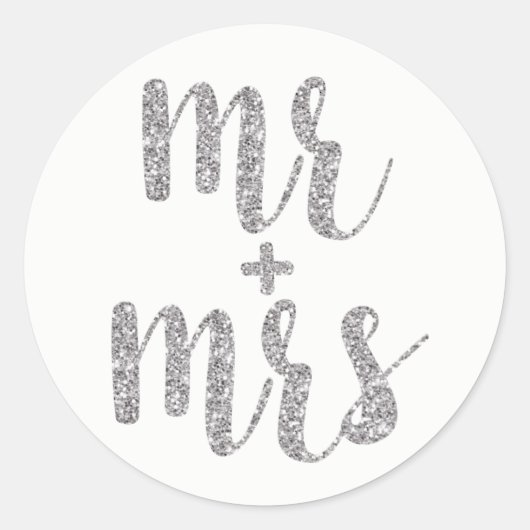 Sticker Rond Silver M. & Mme autocollants, parties scintillant, (Devant)