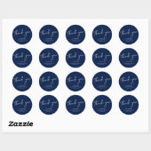Sticker Rond Silver & Marine Blue Anniversaire Merci Favoriser (Feuille)
