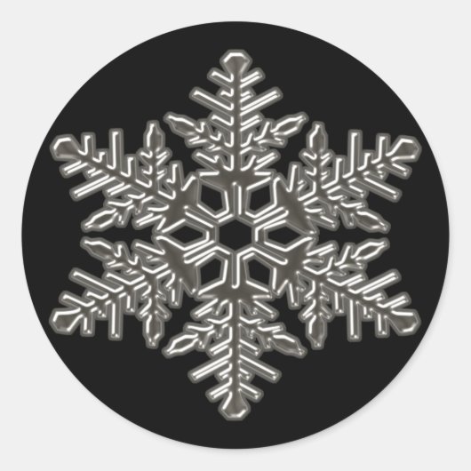 Sticker Rond Silver Metal Deco Snow Fall Snowflakes (Devant)