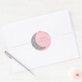 Sticker Rond Silver Moon & Stars Baby shower Rose Faveur (Enveloppe)