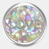Sticker Rond Silver Mother of Pearl Envelope Seal Love (Devant)