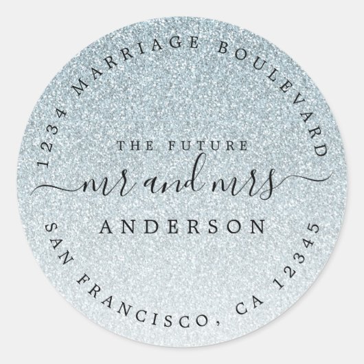 Sticker Rond Silver Parties scintillant Future M. Mme Adresse d (Devant)
