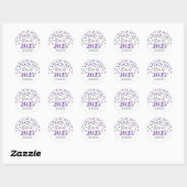 Sticker Rond Silver Purple Confetti Graduation 2025 (Feuille)