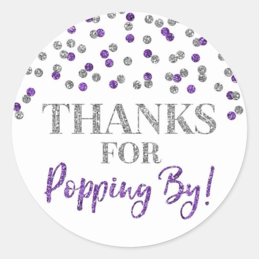 Sticker Rond Silver Purple Confetti Merci pour Popup By (Devant)