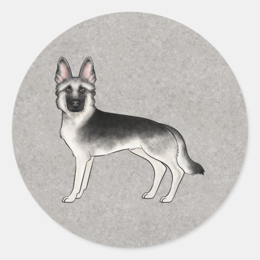 Sticker Rond Silver Sable German Shepherd'un joli chien de dess (Devant)