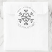 Sticker Rond Silver Snowflake Élégante Parties scintillant Rega (Sac)