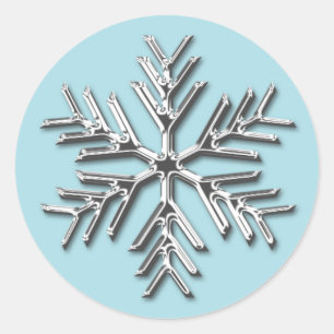 Sticker Rond Silver Snowflake Fête Noël Enveloppe Noël