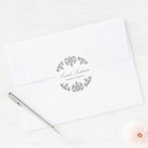 Sticker Rond Silver Snowflake Winter Sweet 16