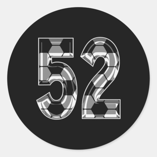 Sticker Rond Silver Soccer Pattern Number 52 Jersey Player Unif (Devant)