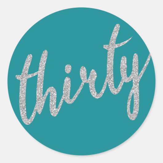 Sticker Rond Silver Turquoise 30 Anniversaire Parties scintilla (Devant)