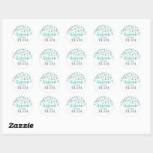 Sticker Rond Silver Turquoise Confetti Bienvenue dans l'équipe (Feuille)
