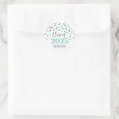 Sticker Rond Silver Turquoise Confetti Graduation 2025 (Sac)