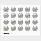 Sticker Rond Silver Two Hearts Intertwined Wedding (Feuille)