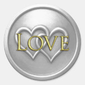 Sticker Rond Silver Two Hearts Intertwined Wedding (Devant)