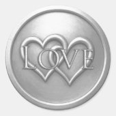 Sticker Rond Silver Two Hearts Intertwined Wedding (Devant)