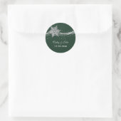 Sticker Rond Silver vert Snowflakes mariage favoritisme autocol (Sac)