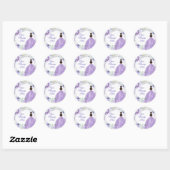 Sticker Rond Silver Violet Quinceañera Votre Message Ici (Feuille)