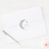 Sticker Rond Silver & White Moon & Stars Baby shower Favoriser (Enveloppe)