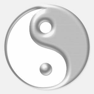 Sticker Rond Silver Ying Yang