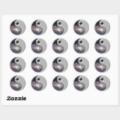 Sticker Rond Silver Ying Yang Galaxy Espace (Feuille)