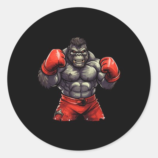 Sticker Rond Silverback Gorilla Gym Vêtements Corps de construc (Devant)