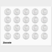 Sticker Rond Silvery White Crescent Moon Stars (Feuille)