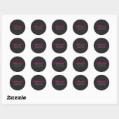 Sticker Rond Simple Adresse Rose et Noir démodé Moderne (Feuille)