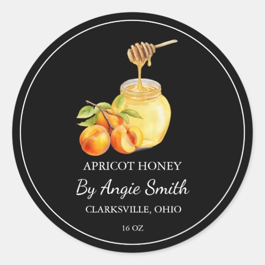 Sticker Rond Simple Apricot Infused Honey Label (Devant)