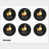 Sticker Rond Simple Apricot Infused Honey Label (Feuille)