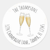 Sticker Rond Simple aquarelle Champagne Adresse de retour Migno (Devant)