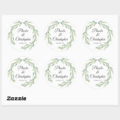 Sticker Rond Simple aquarelle Laurel Wreath Mariage de verdure (Feuille)