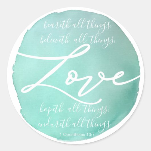 Sticker Rond Simple aquarelle Love écriture religieuse (Devant)