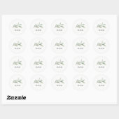 Sticker Rond Simple aquarelle monogramme vert (Feuille)