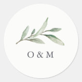 Sticker Rond Simple aquarelle monogramme vert (Devant)