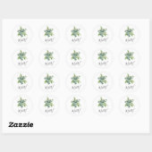 Sticker Rond Simple aquarelle monogramme vert (Feuille)