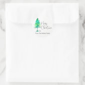 Sticker Rond Simple, aquarelle sapin de Noël (Sac)