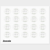 Sticker Rond Simple aquarelle verte Calligraphie acclamer (Feuille)