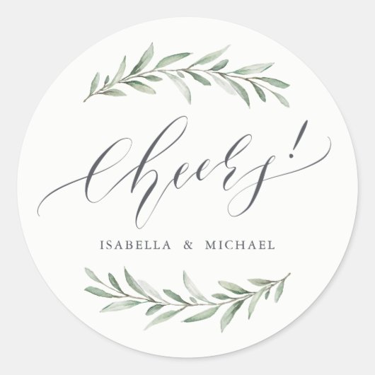 Sticker Rond Simple aquarelle verte Calligraphie acclamer (Devant)