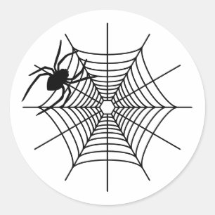 Sticker Rond Simple Araignée et Toile d'Araignée Halloween