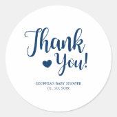 Sticker Rond Simple Baby Shower Remerciements Marine (Devant)