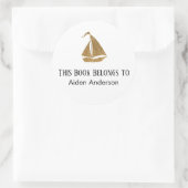 Sticker Rond Simple bébé Parties scintillant or  bateau à voile (Sac)