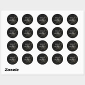 Sticker Rond Simple Black & White Botanical Wedding (Feuille)