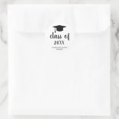 Sticker Rond Simple Black White Mortar Board Modernité Graduati (Sac)