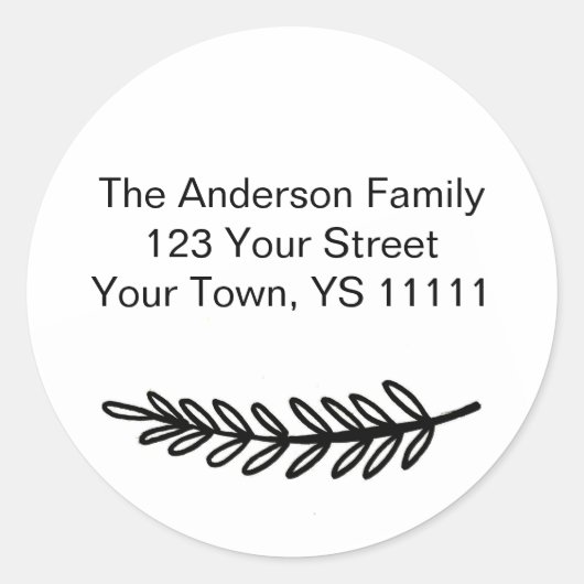Sticker Rond Simple Black White Pine Adresse (Devant)