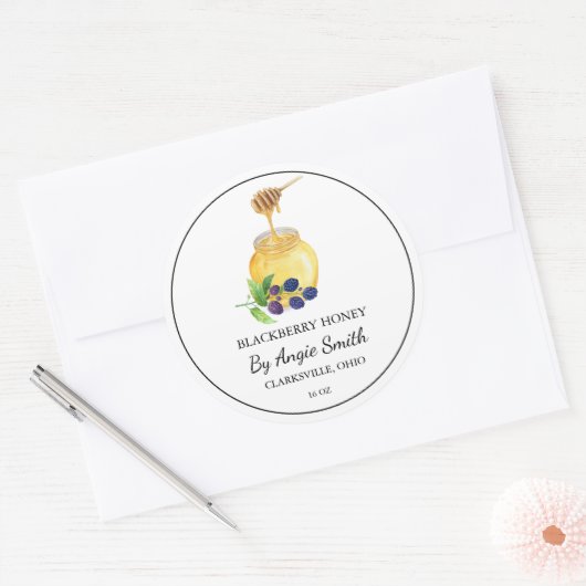 Sticker Rond Simple Blackberry Infused Honey Label (Enveloppe)